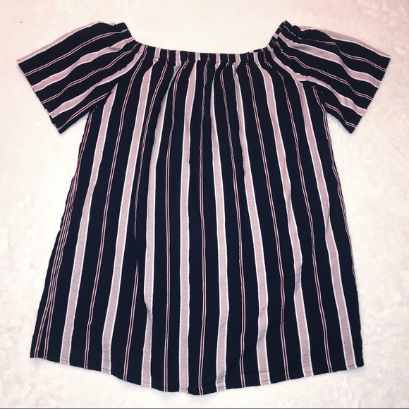 F21 Contemporary striped off the shoulder dress - Picture 1 of 3